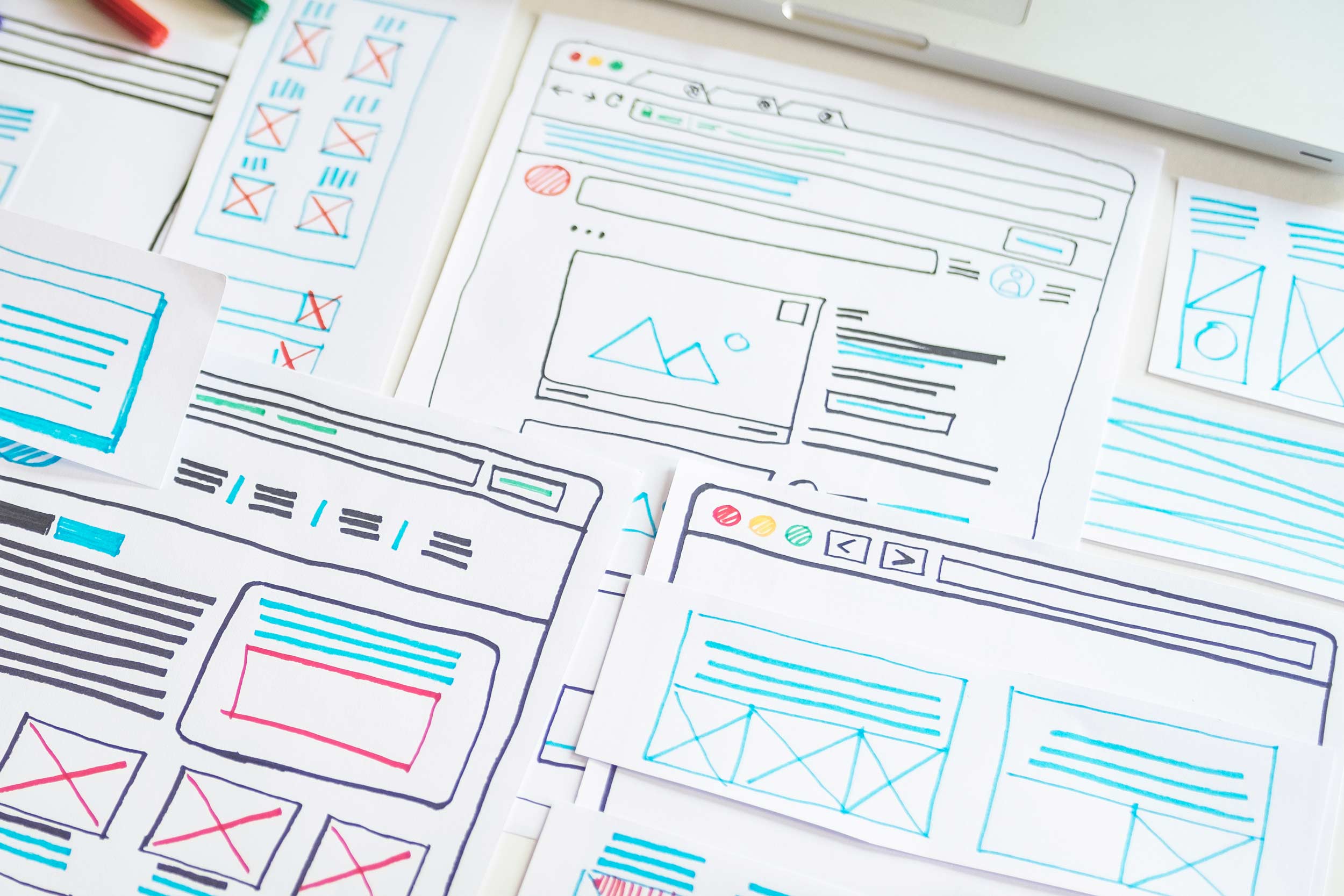 Low-fidelity wireframes.